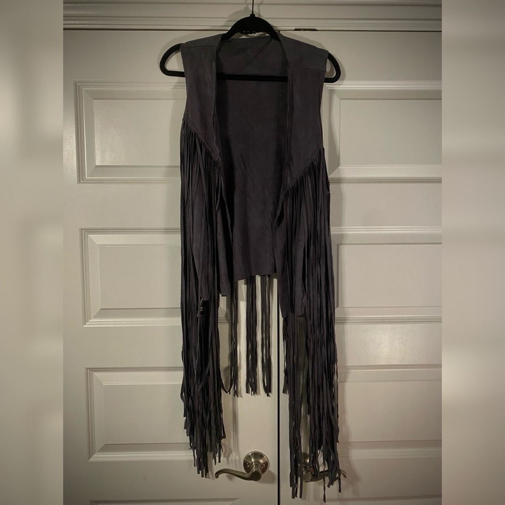 Fringed Gray Vest
